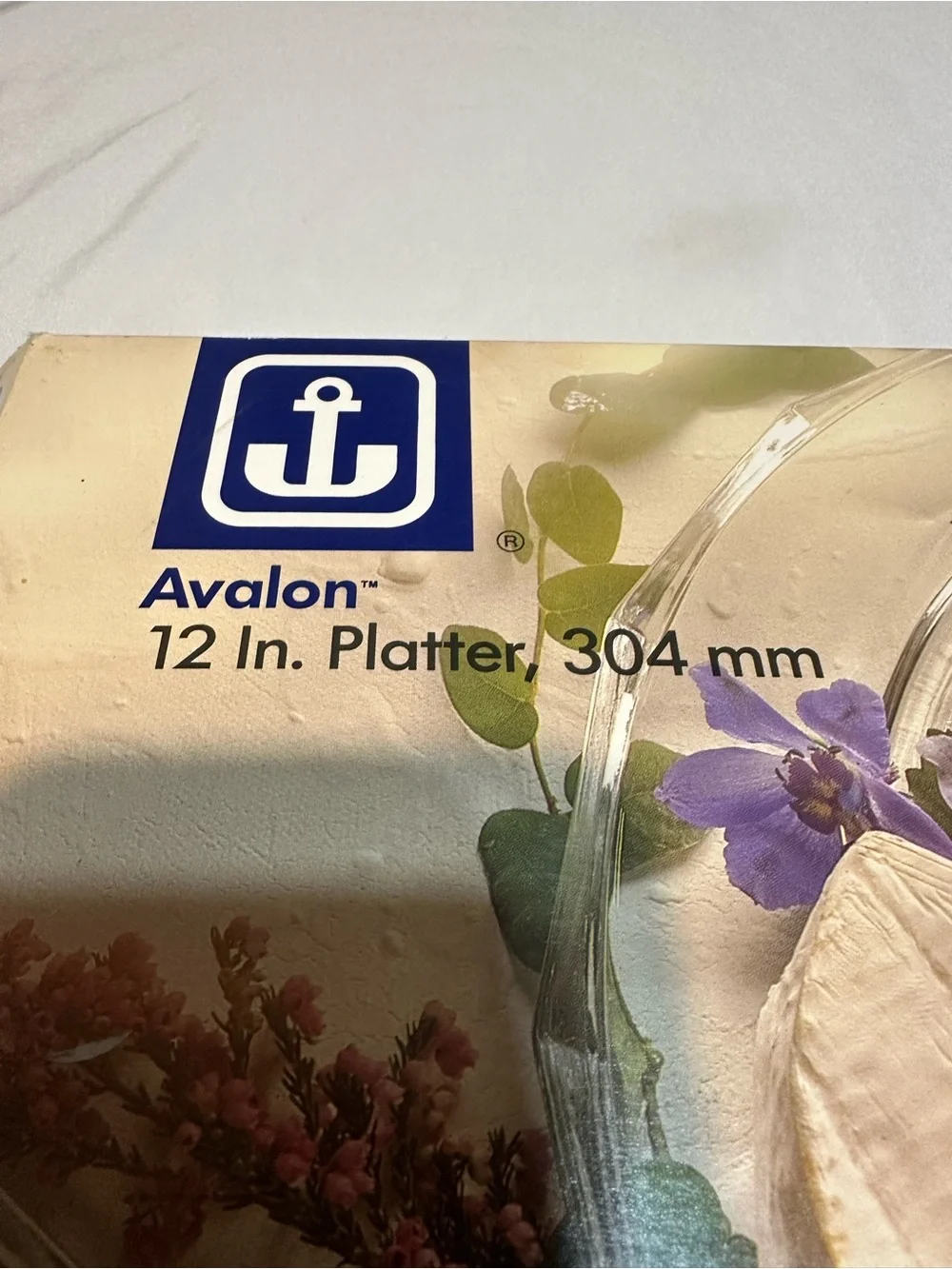 Vintage Anchor Hocking Clear Glass Decorative Platter with Floral Relief